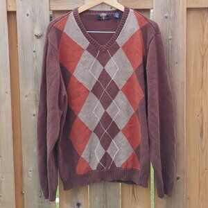RETRO ARGYLE Sweater Men's Size Large ARROW Knit Sweater